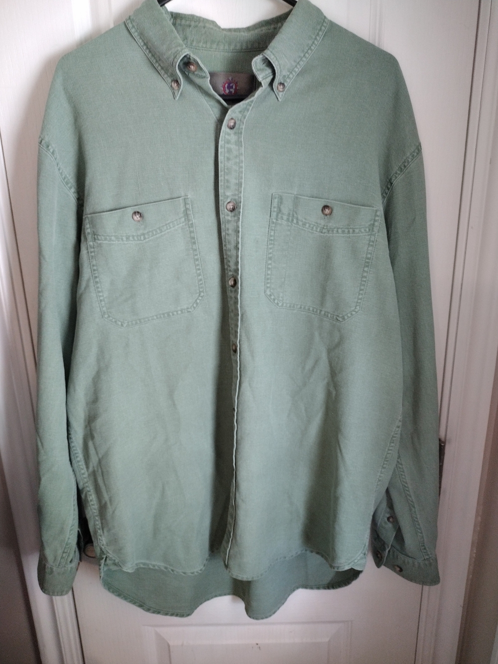 The Territory Ahead Cotton Button-Down Shirt - Sage Green Large